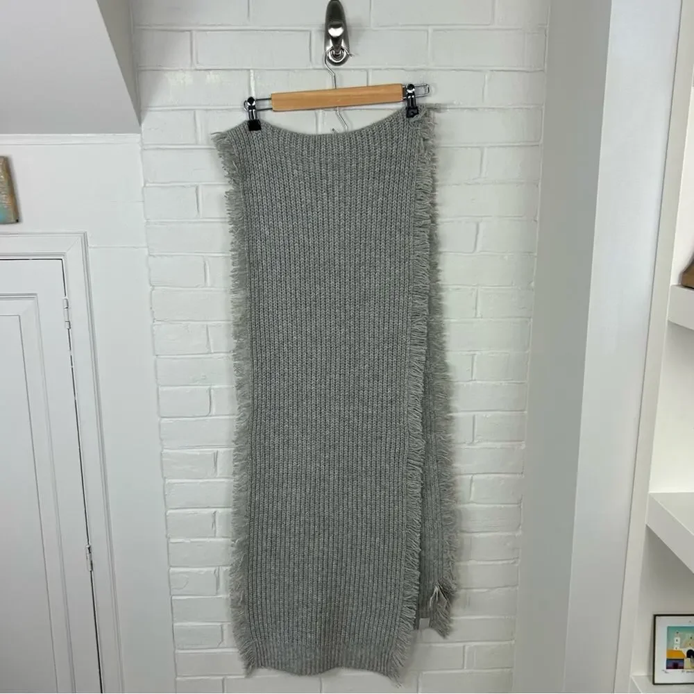 UGG Grey Knit Chunky Oversized Fringe Scarf OS